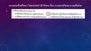 แนวสอบเข้าเตรียมฯ วิทยาศาสตร์ (ชีววิทยา) เรื่อง ระบบหายใจและระบบขับถ่าย
1.
 