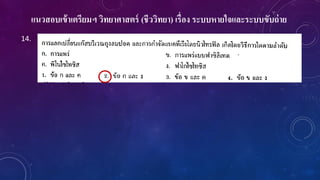 แนวสอบเข้าเตรียมฯ วิทยาศาสตร์ (ชีววิทยา) เรื่อง ระบบหายใจและระบบขับถ่าย
14.
 