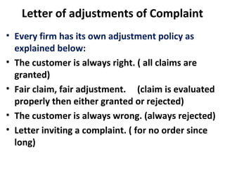 5. letter of adjustments of complaint | PPT