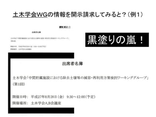 土木学会ＷＧの情報を開示請求してみると？（例１）
黒塗りの嵐！
 