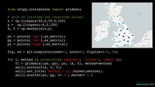 @ M A R G R I E T G R
from scipy.interpolate import griddata
# grid of latitude and longitude values
x = np.linspace(49.0,...