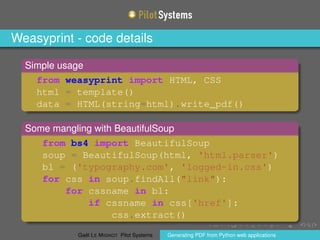 Ways to generate PDF from Python Web applications, Gaël Le Mignot | PDF