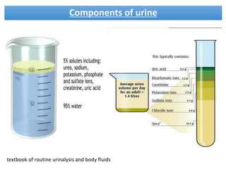 Components of urine
textbook of routine urinalysis and body fluids
 