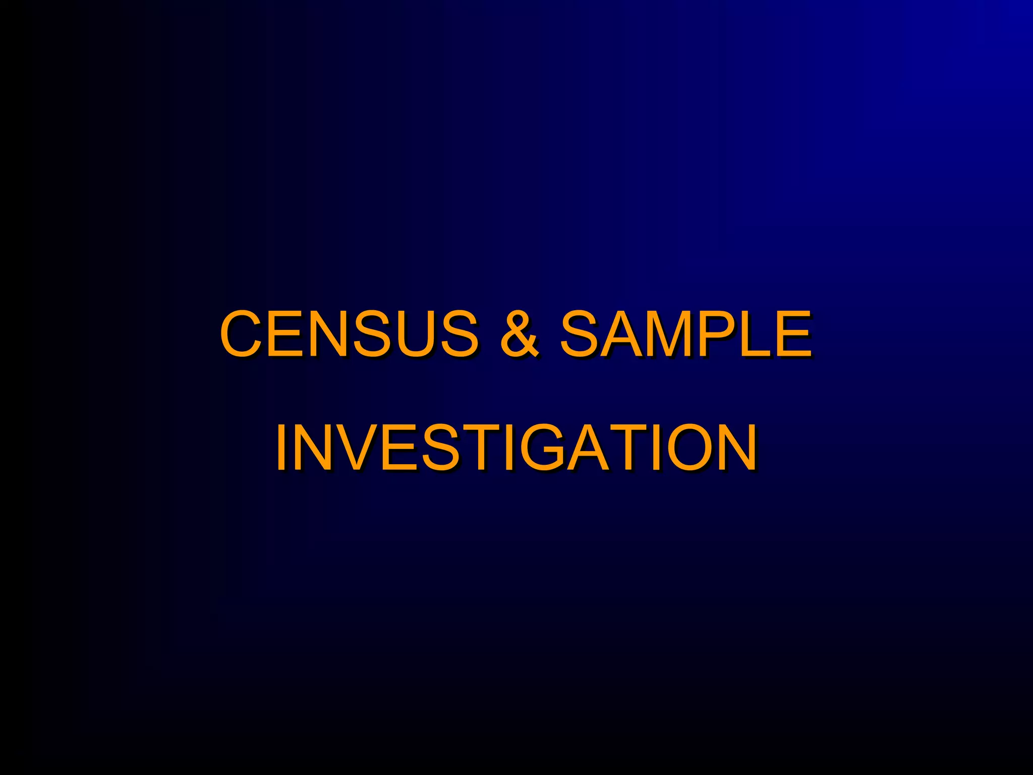 Census Sample Investigation | PPT