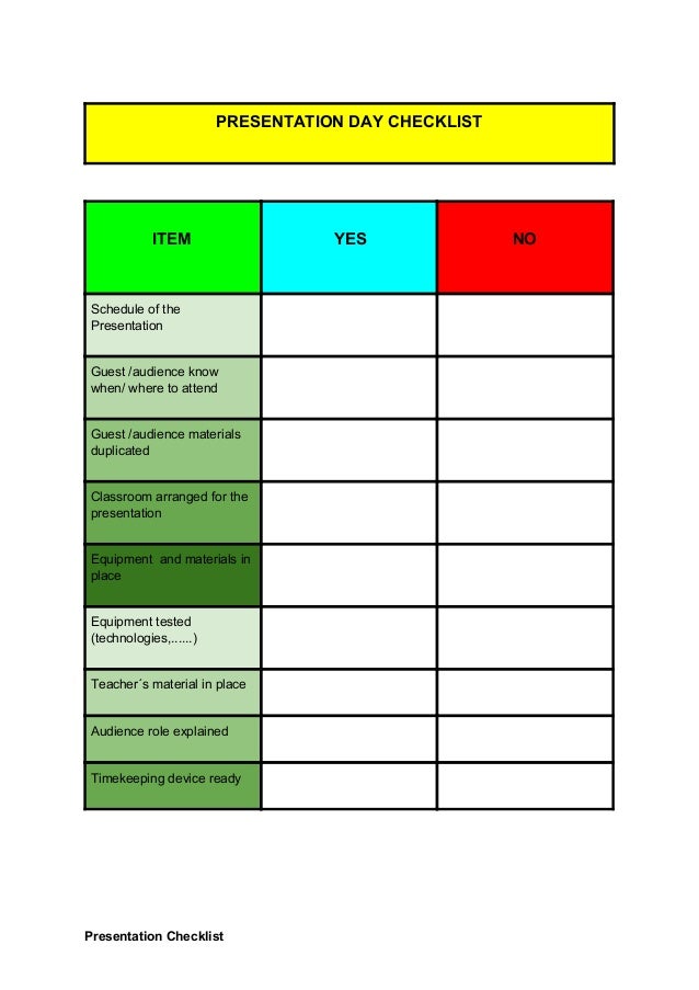 group project presentation checklist