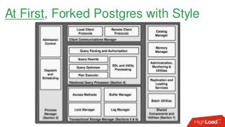 At First, Forked Postgres with Style
 