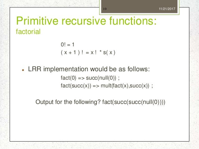 5.2 primitive recursive functions