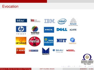 Evocation
Baskaran S (Bannari Amman Institute of Technology) UNIT-V GLOBAL ISSUES 20/02/2018 2 / 35
 