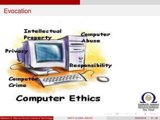 Evocation
Baskaran S (Bannari Amman Institute of Technology) UNIT-V GLOBAL ISSUES 20/02/2018 21 / 35
 