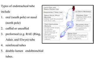 North Rae Endotracheal intubation in oral & maxillofacial surgery | PPTX