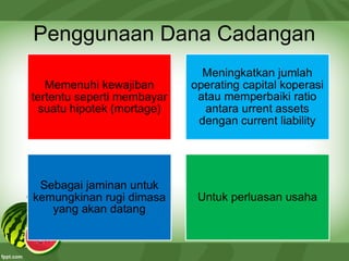 Penggunaan Dana Cadangan
 