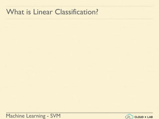 Machine Learning - SVM
What is Linear Classification?
 