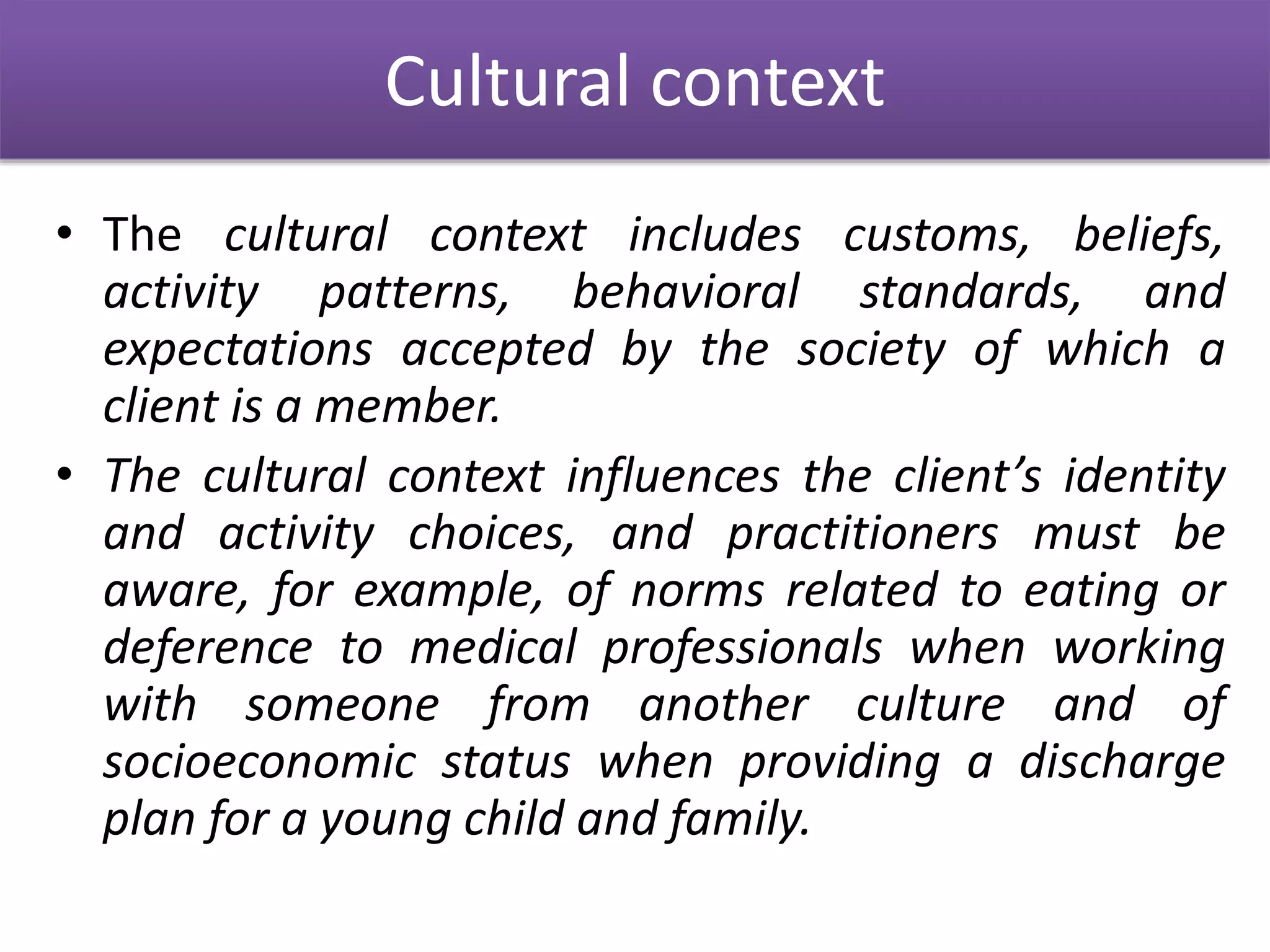 contexts and environments in occupational therapy | PPTX