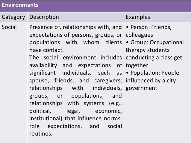 contexts and environments in occupational therapy