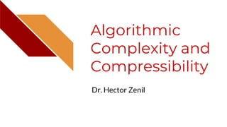 Algorithmic
Complexity and
Compressibility
Dr. Hector Zenil
 