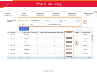 Product Bulk Listing
Strictly Confidential
8
7
6
 