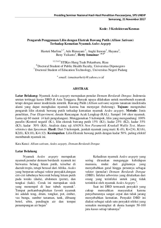 Pengaruh Penggunaan Lilin Dengan Ekstrak Bawang Putih Allium Sativum