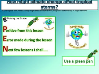 LO: To explain how climate change might affect the distribution, frequency and intensity of tropical storms.
 