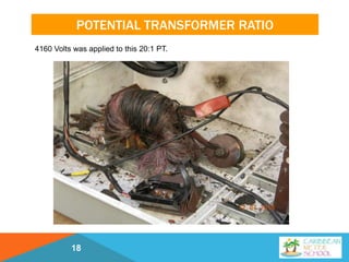 POTENTIAL TRANSFORMER RATIO
4160 Volts was applied to this 20:1 PT.
18
 