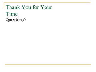 Thank You for Your
Time
Questions?
 