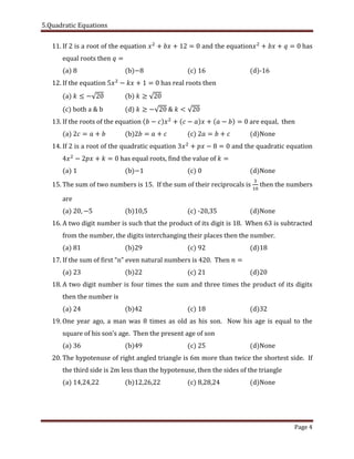 5.quadratic equations | PDF