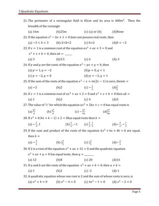 5.quadratic equations | PDF