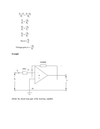 Example
(i)Find the closed loop gain of the inverting amplifier
 
