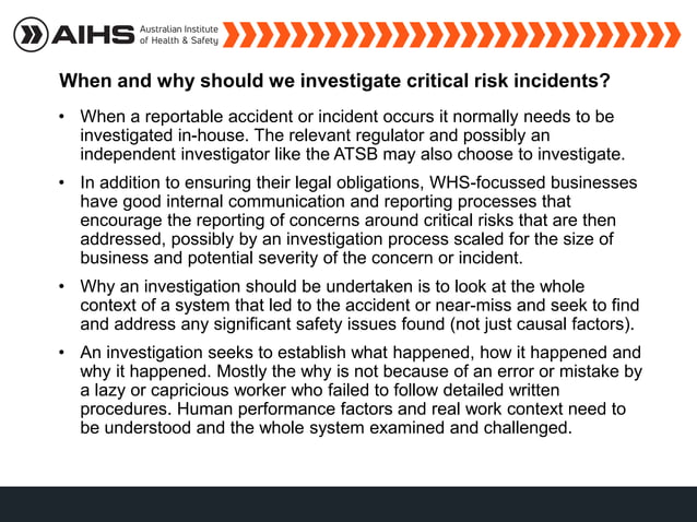 Investigating Critical Risk Incidents | PPT