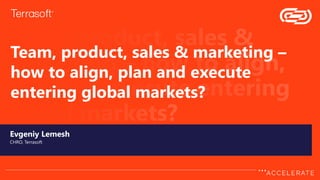 Team, product, sales & marketing –
how to align, plan and execute
entering global markets?
Evgeniy Lemesh
CHRO, Terrasoft
 