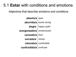 5.1 Estar with conditions and emotions | PPT