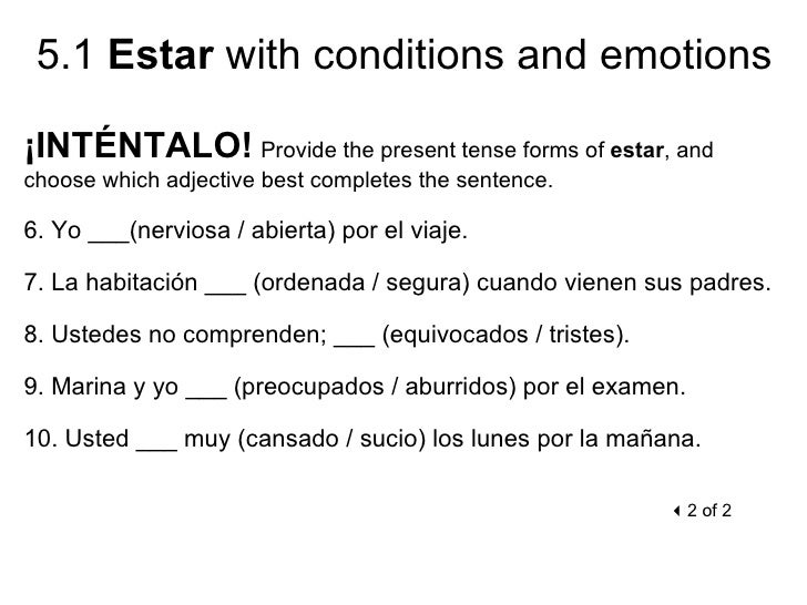 5 1 Estar With Conditions And Emotions