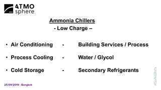 Ammonia Chillers
- Low Charge –
• Air Conditioning - Building Services / Process
• Process Cooling - Water / Glycol
• Cold Storage - Secondary Refrigerants
 