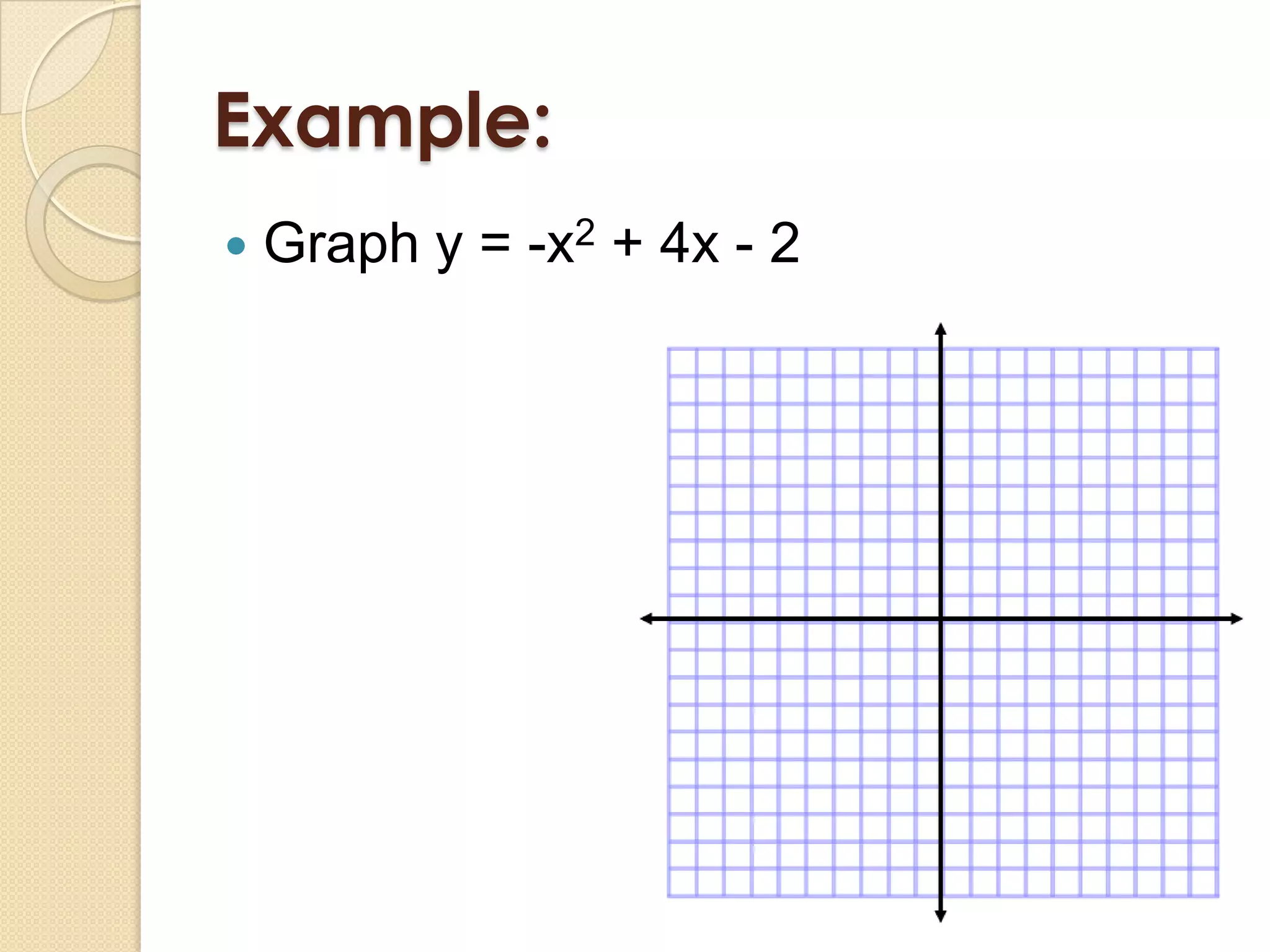 Example:
   Graph y = -x2 + 4x - 2
 