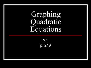 Graphing
Quadratic
Equations
5.1
p. 249
 