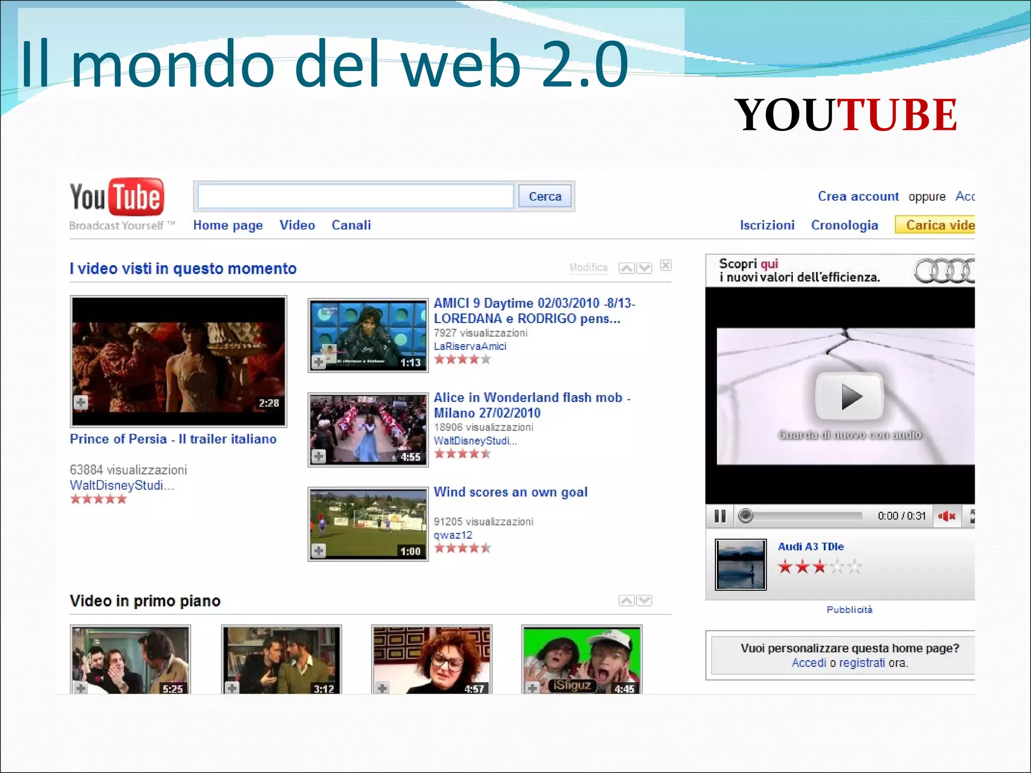 YOU TUBE Il mondo del web 2.0 
