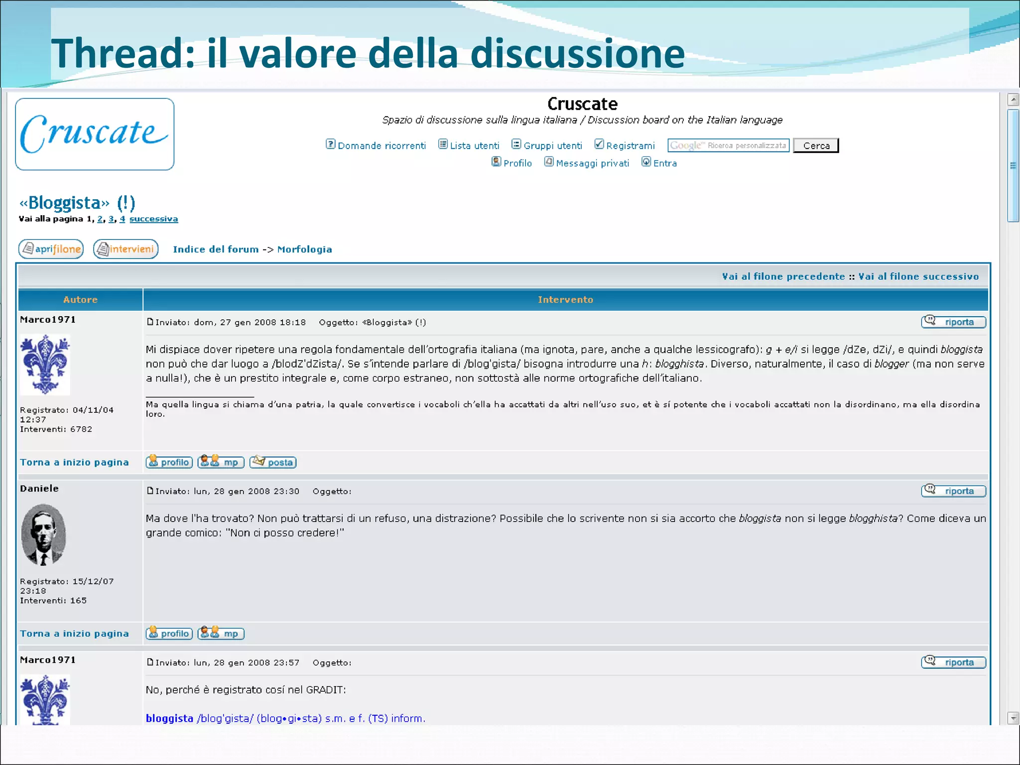 Thread: il valore della discussione 