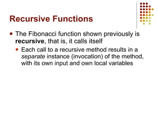 Recursive Functions ,[object Object],[object Object]