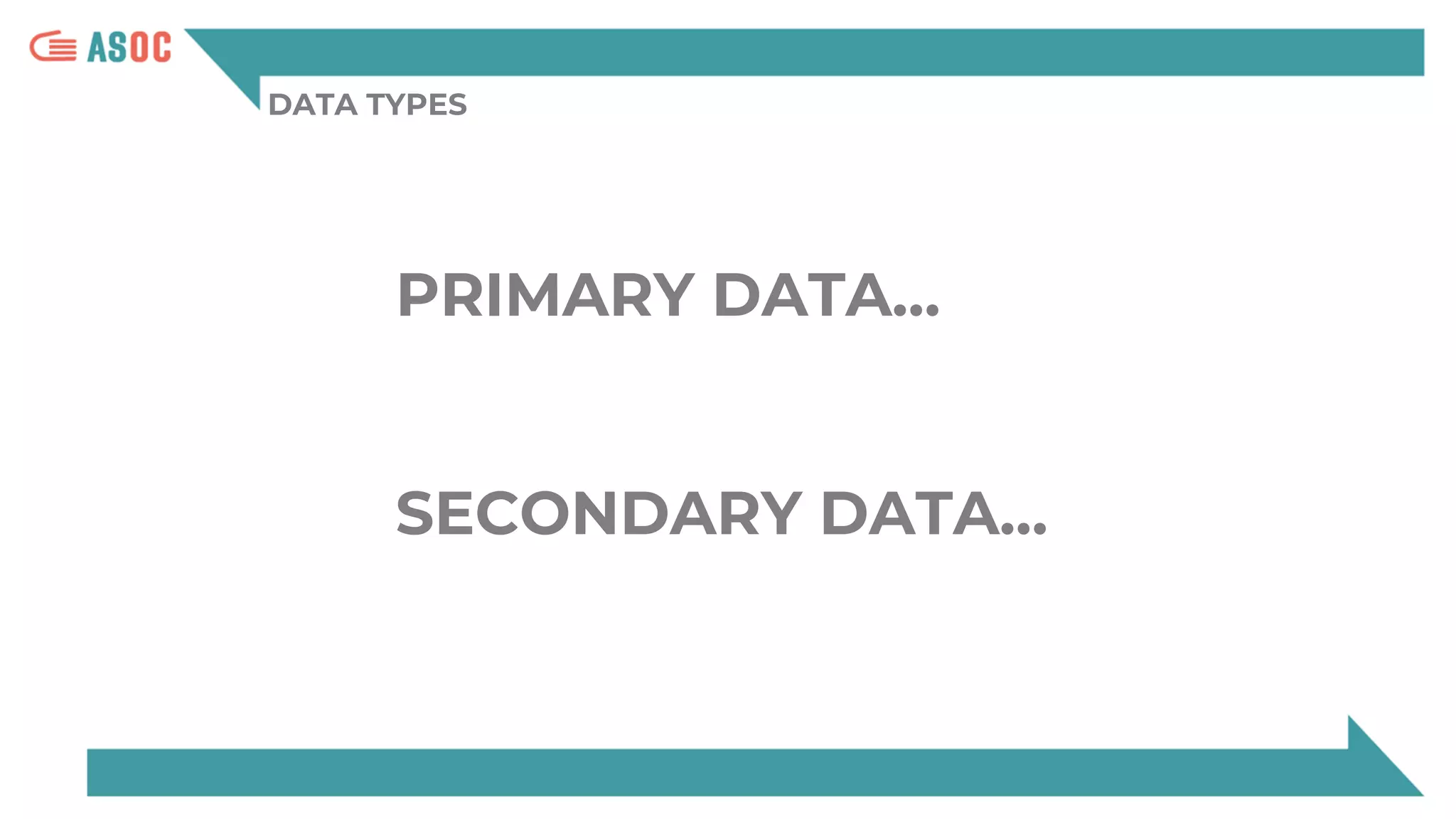 DATA TYPES
PRIMARY DATA…
SECONDARY DATA…
 