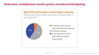 Onderzoek: marktplaatsen worden groter, veranderend klantgedrag
bron: ING, nieuwe strijd staat voor de deur in online retail, januari 2019
 