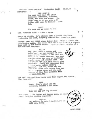 Ghostbusters 3 Script Supernatural 5.09 The Real Ghostbusters script | PDF