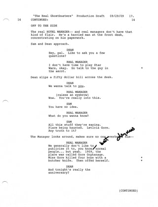 Ghostbusters 3 Script Supernatural 5.09 The Real Ghostbusters script | PDF