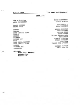 Ghostbusters 3 Script Supernatural 5.09 The Real Ghostbusters script | PDF