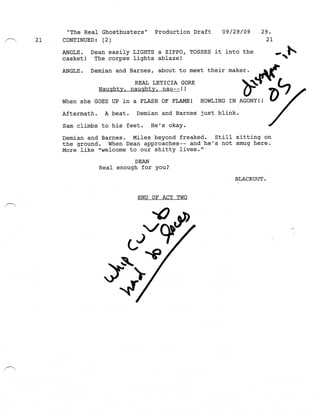 Ghostbusters 3 Script Supernatural 5.09 The Real Ghostbusters script | PDF