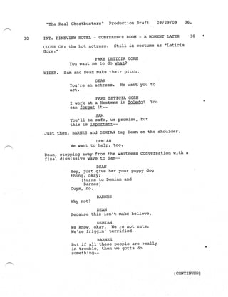Ghostbusters 3 Script Supernatural 5.09 The Real Ghostbusters script | PDF