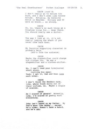 Ghostbusters 3 Script Supernatural 5.09 The Real Ghostbusters script | PDF