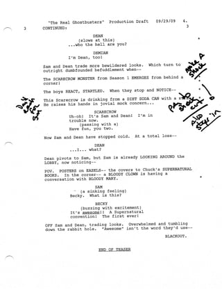 Ghostbusters 3 Script Supernatural 5.09 The Real Ghostbusters script | PDF