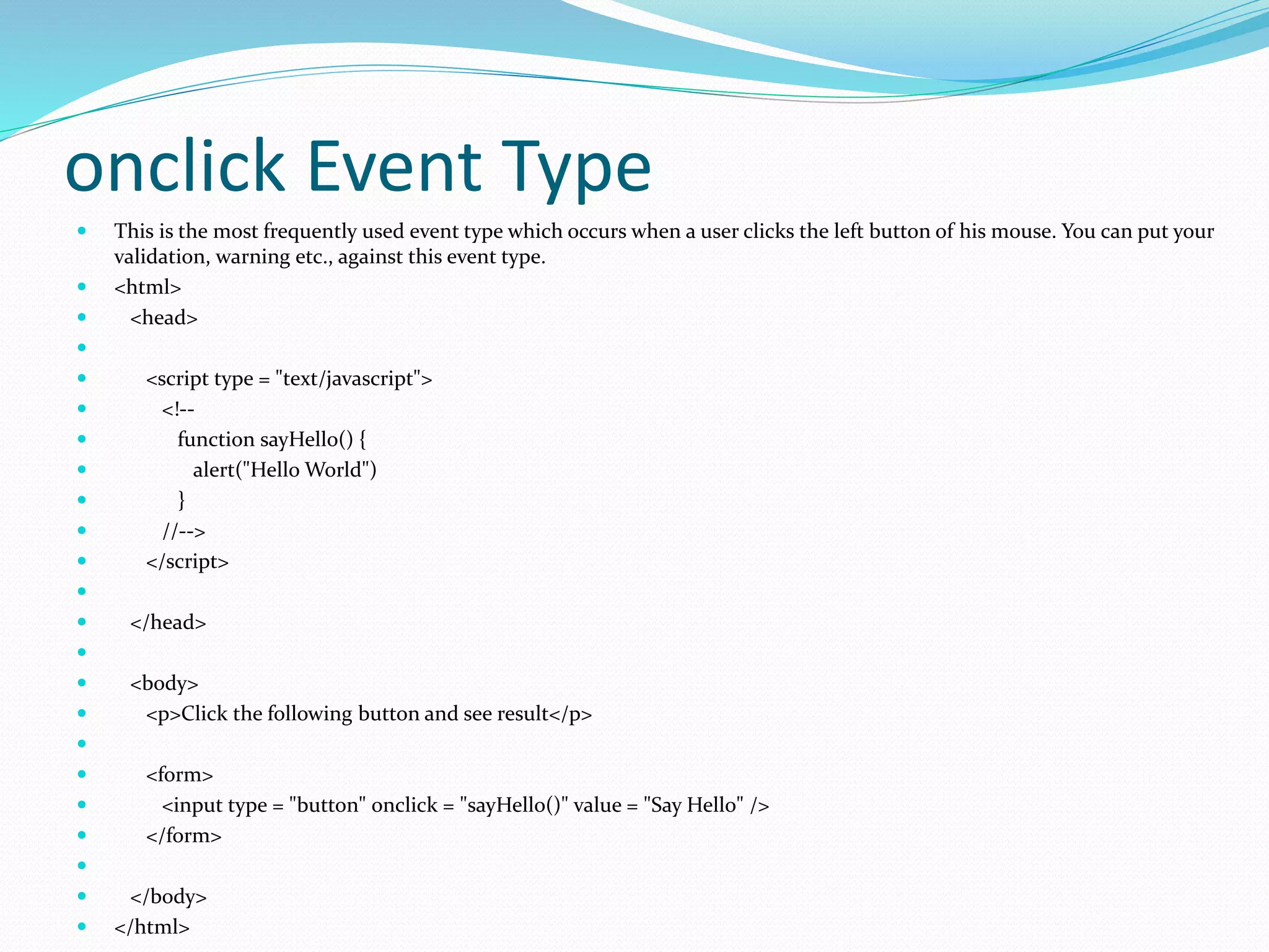types of events in JS | PPT