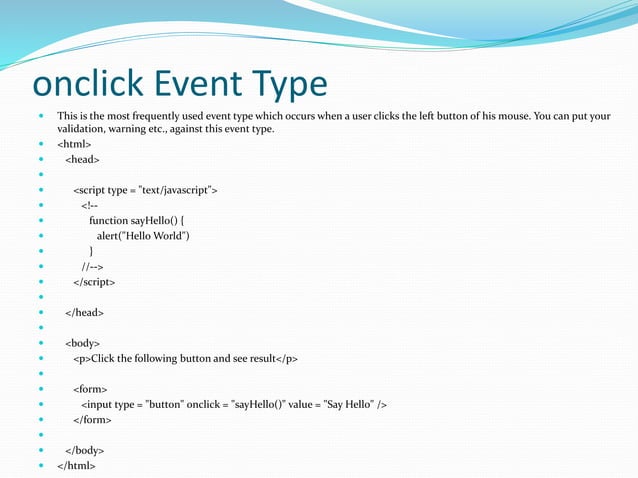 types of events in JS | PPT