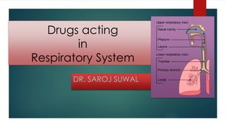Drugs acting
in
Respiratory System
DR. SAROJ SUWAL
 