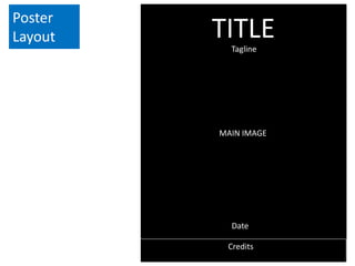Poster
Layout
MAIN IMAGE
Credits
TITLETagline
Date
 